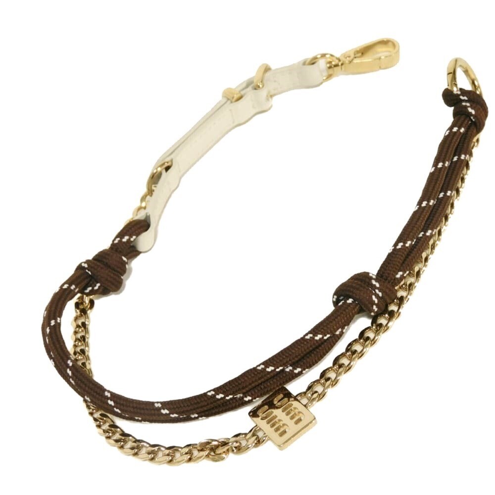 Miu Miu Miu Strap Trick Keyring Calf White Chain Cord Perforated Logo Cotton ...